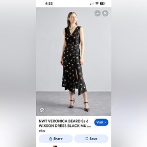 Veronica Beard Black Asymmetrical Dress with Floral Design